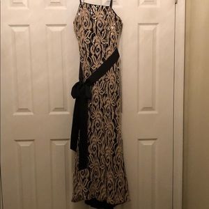 Betsy & Adam Lace Sequin Gown